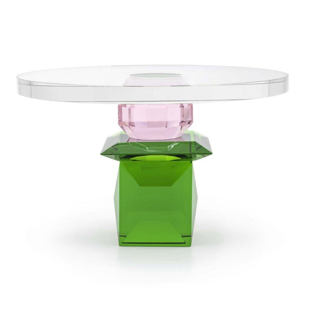 Abhika Crystal Glass Cake Plate Crissy Green & Pink | Ø 23 cm