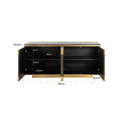 Richmond Interiors 4-türiges Marmor-Sideboard Finsbury | Gold