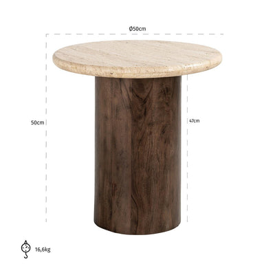 Richmond Interiors Round Travertine Side Table Douglas | ø 50 cm