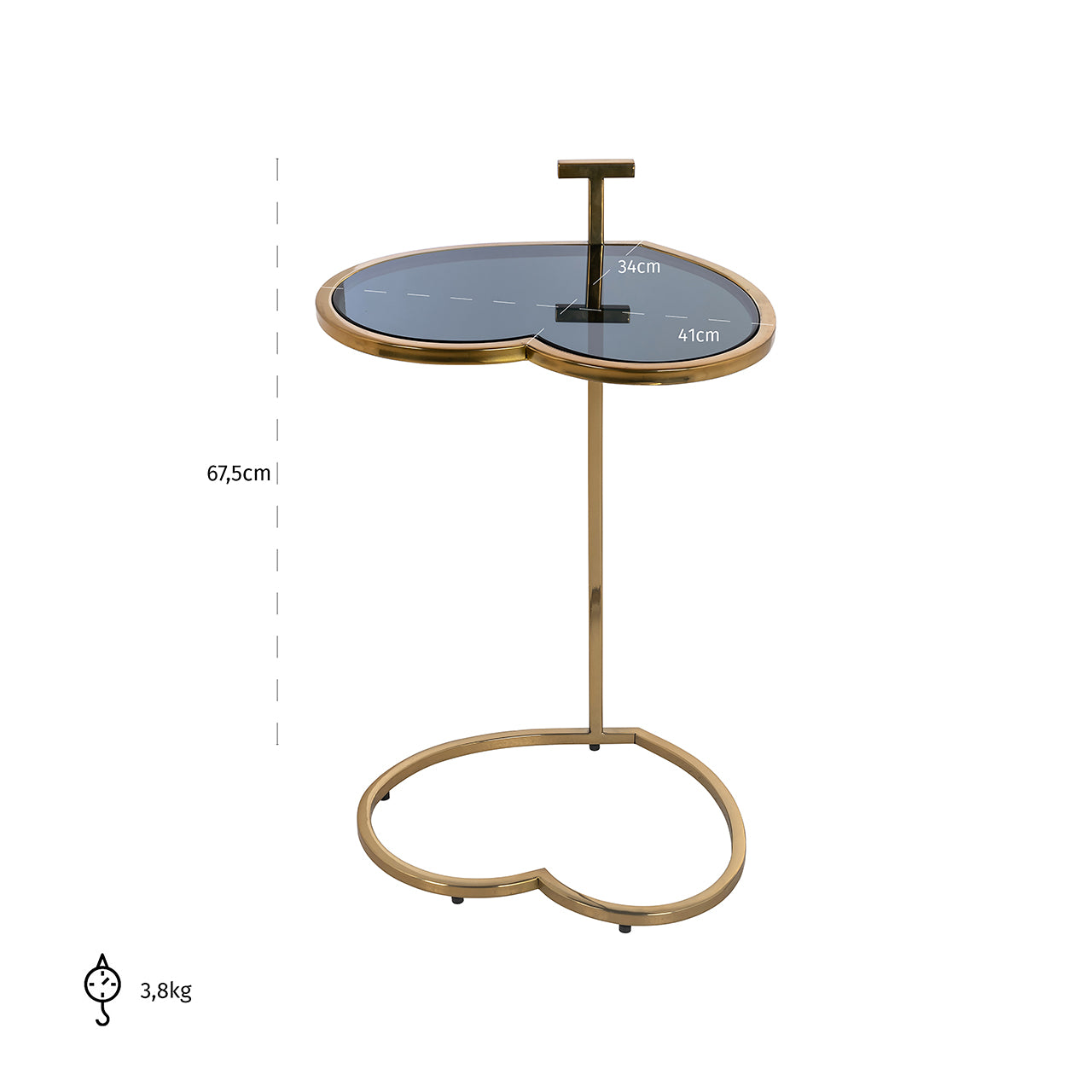 Richmond Interiors Side Table Love Heart | gold