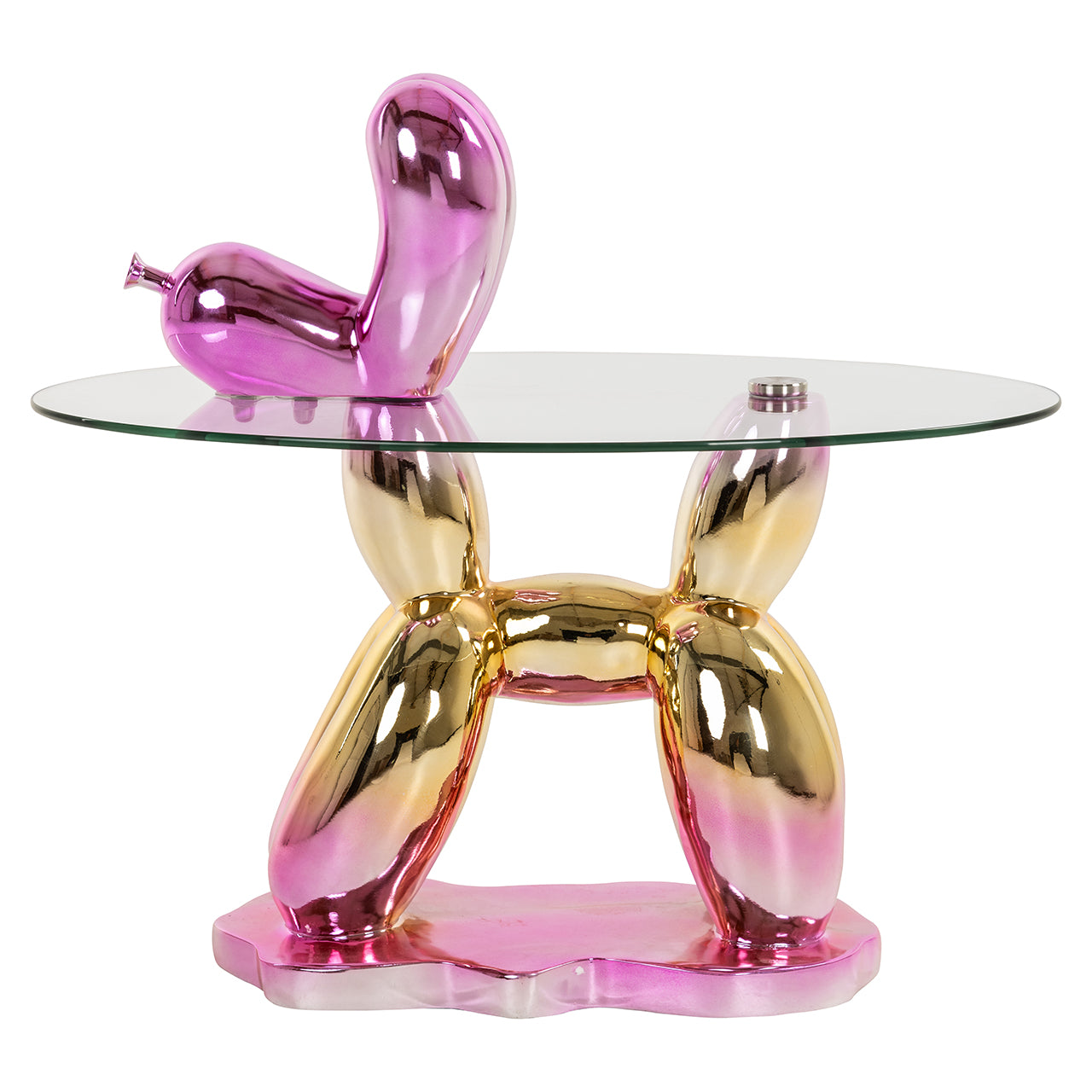 Richmond Interiors Beistelltisch Usha mit Glasablage | gold-pink