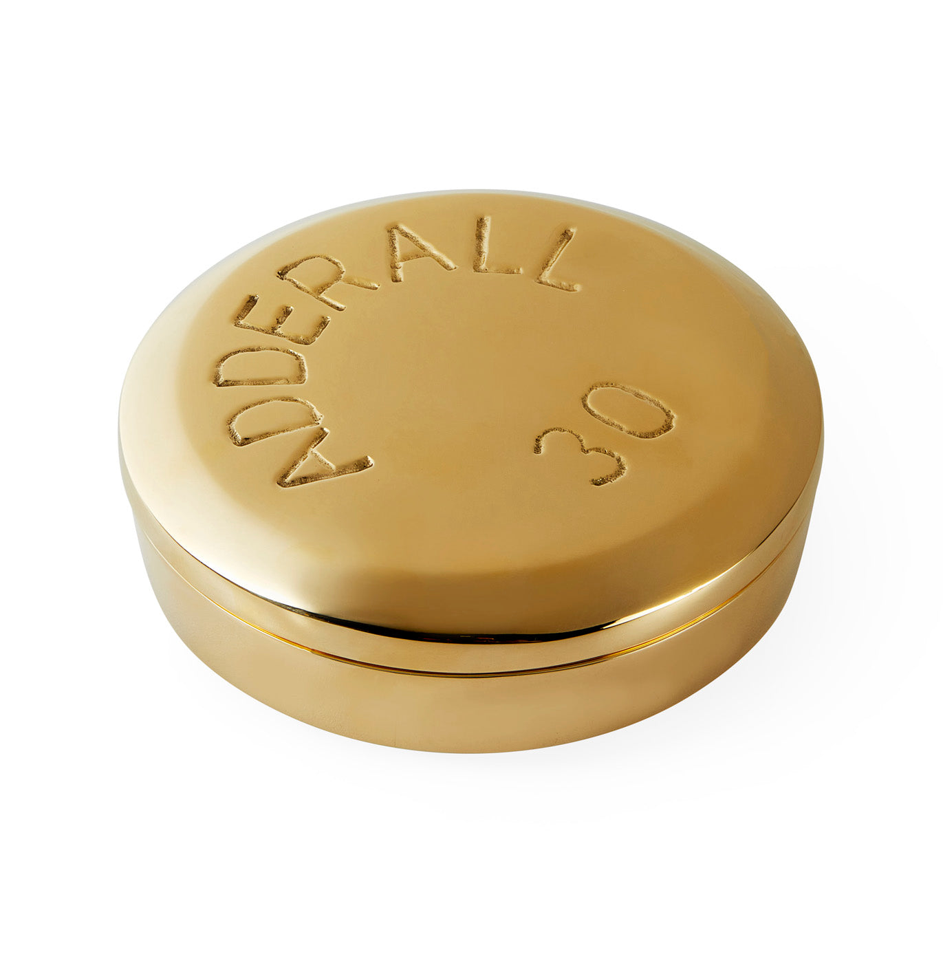 Jonathan Adler Runde Pillendose Adderall aus massivem Messing | Gold