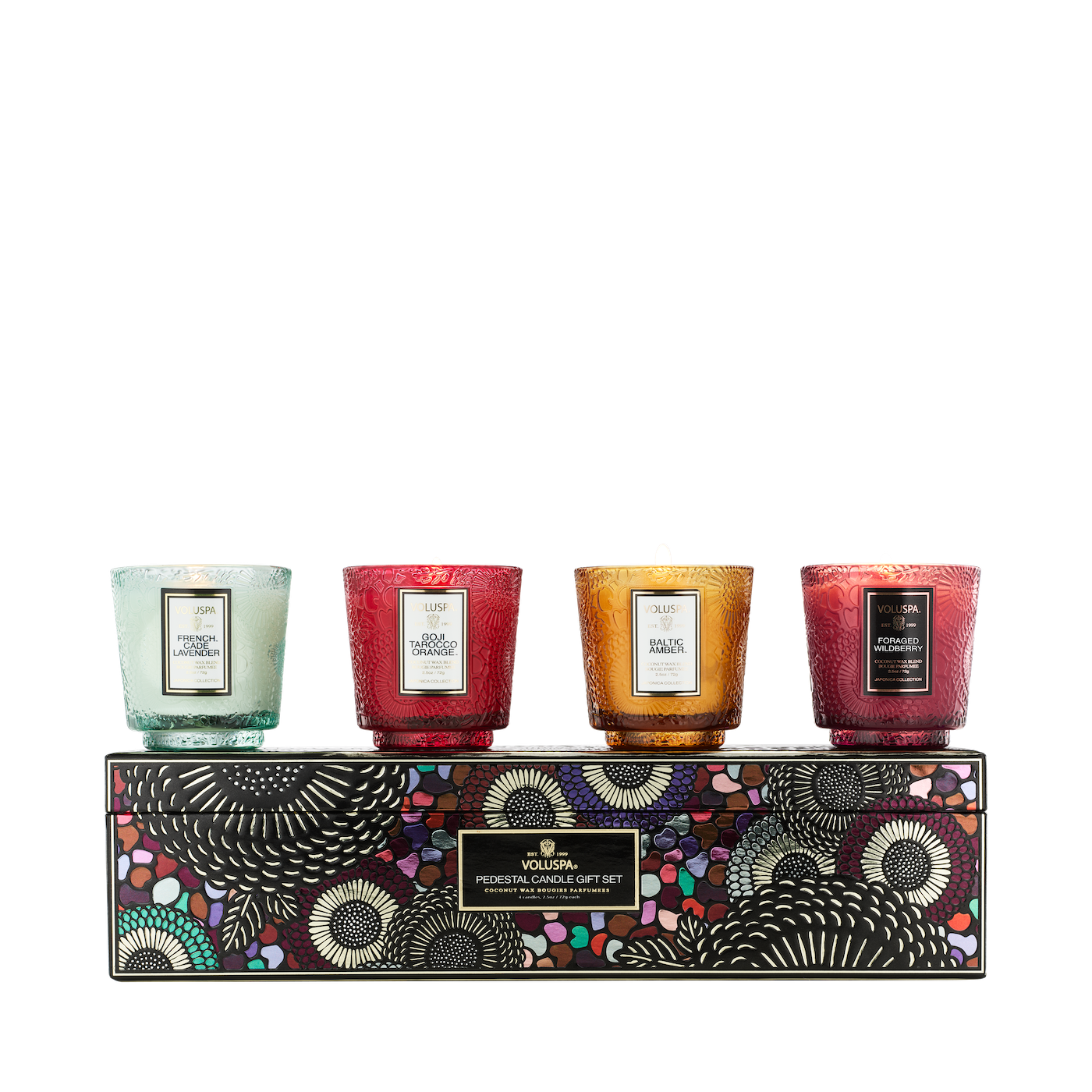 Voluspa Gift Set with 4 Petite Pedestal Mini Scented Candles