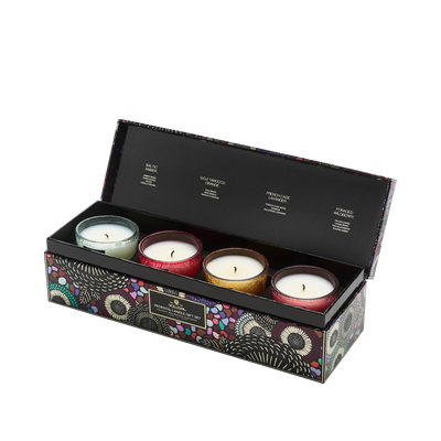 Voluspa Gift Set with 4 Petite Pedestal Mini Scented Candles