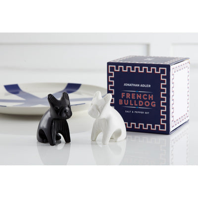 french bulldog salt and pepper set - styled view