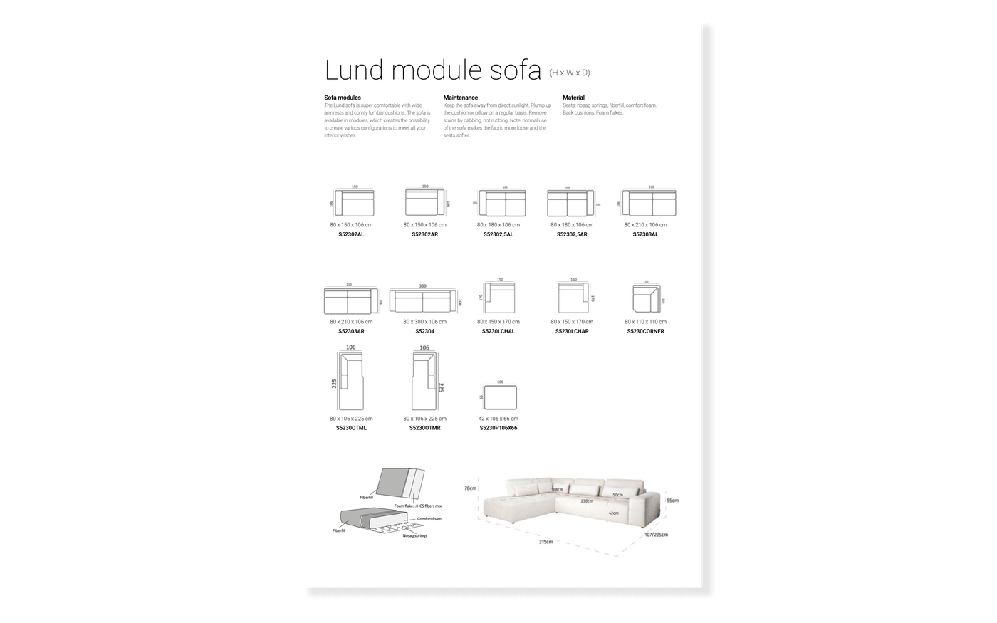 Richmond Interiors Modulsofa Lund 4 Sitzer | Customizable