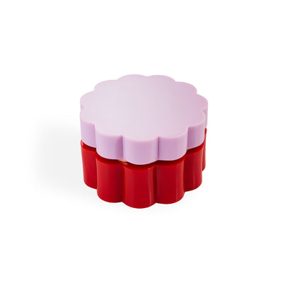 Jonathan Adler Runde Acryl-Aufbewahrungsdose Fleur Small  | Lavendel & Rot