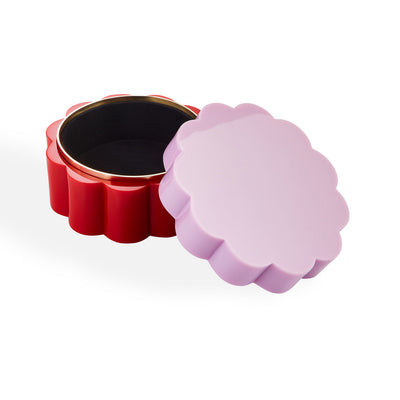 Jonathan Adler Runde Acryl-Aufbewahrungsdose Fleur Small  | Lavendel & Rot