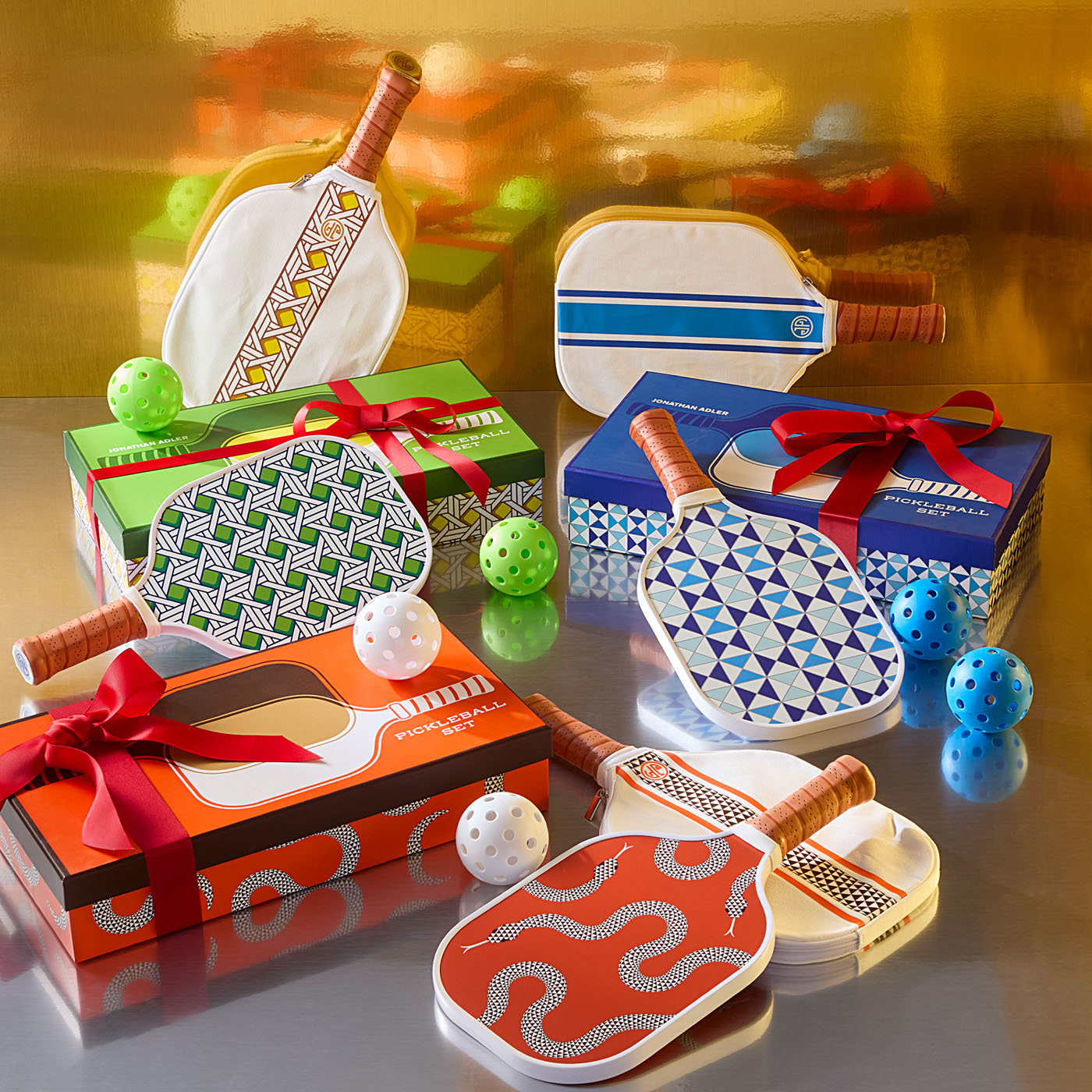 Jonathan Adler Eden Pickleball Set | Orange