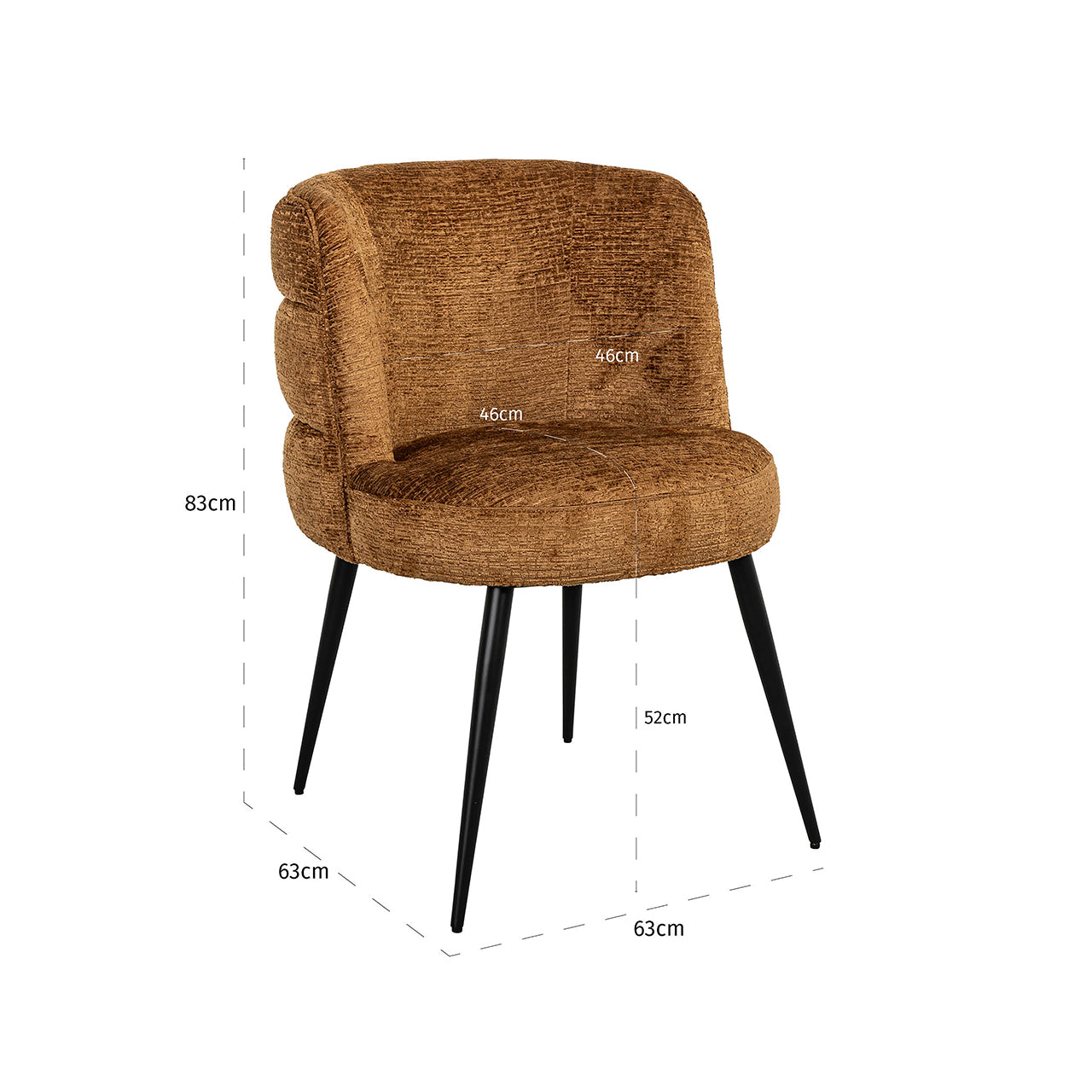 Richmond Interiors Chenille-Esszimmerstuhl Stella | cognac