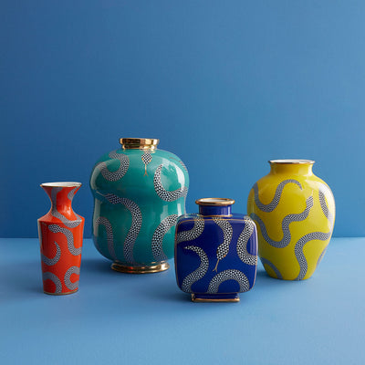 Jonathan Adler Vase Eden Cinched | blaugrün