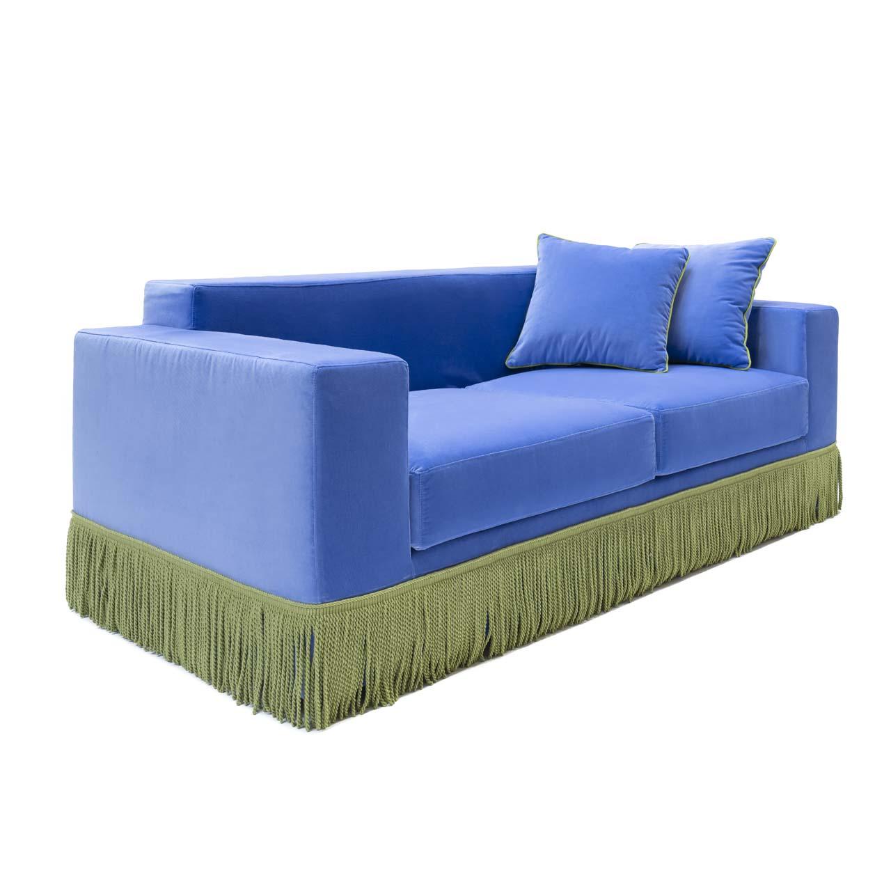 Abhika Abhika Samtsofa Gothit mit Fransen | 200 cm Codeso Living