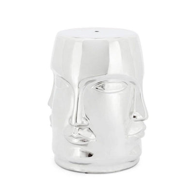 Abhika Keramik Hocker Ming Face Silber