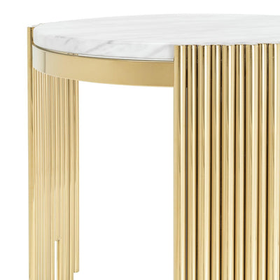 Abhika Runder Couchtisch Symphony Weiß-Gold | ø 84 cm Codeso Living