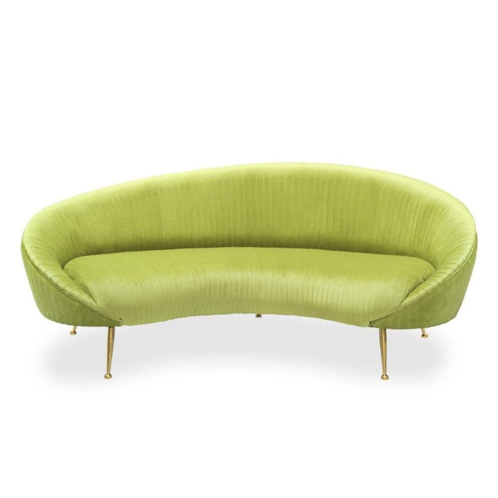 Abhika Rundes Samt-Sofa Kelly Plissee | Lime