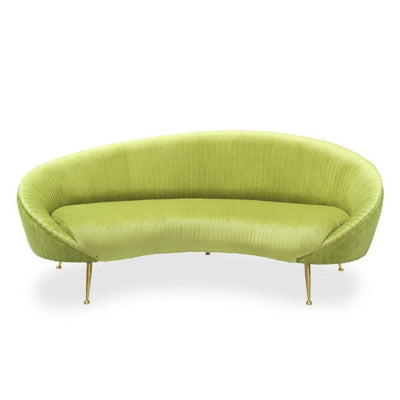 Abhika Rundes Samt-Sofa Kelly Plissee | Lime