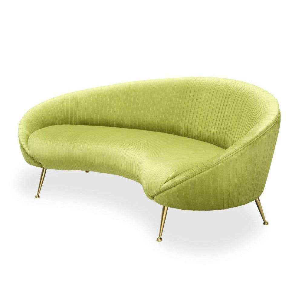 Abhika Rundes Samt-Sofa Kelly Plissee | Lime