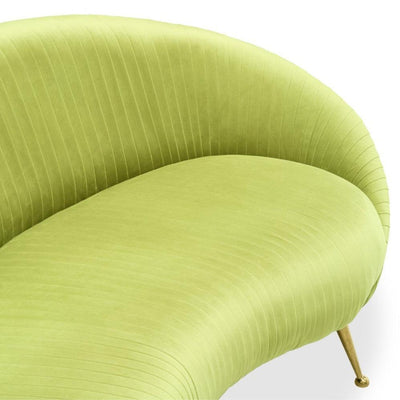 Abhika Rundes Samt-Sofa Kelly Plissee | Lime