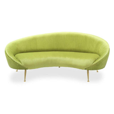 Abhika Rundes Samt-Sofa Kelly Plissee | Lime