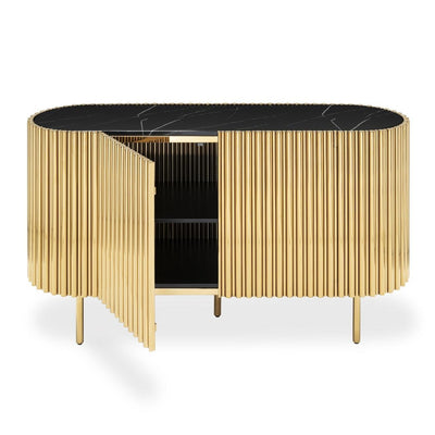 Abhika Sideboard Scotch Oval | Schwarz-Gold