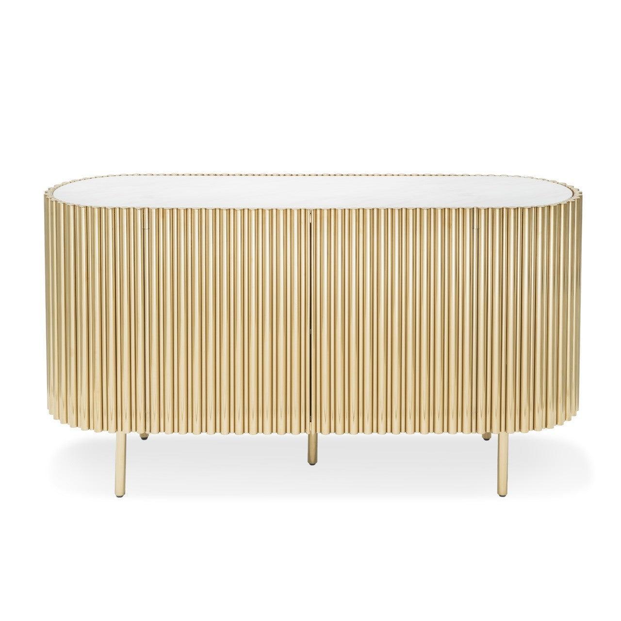 Abhika Sideboard Scotch Oval | Weiß-Gold