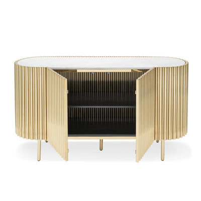 Abhika Sideboard Scotch Oval | Weiß-Gold