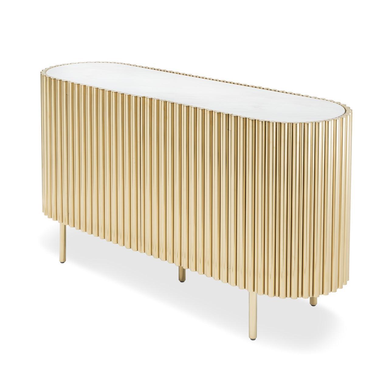 Abhika Sideboard Scotch Oval | Weiß-Gold