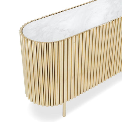 Abhika Sideboard Scotch Oval | Weiß-Gold