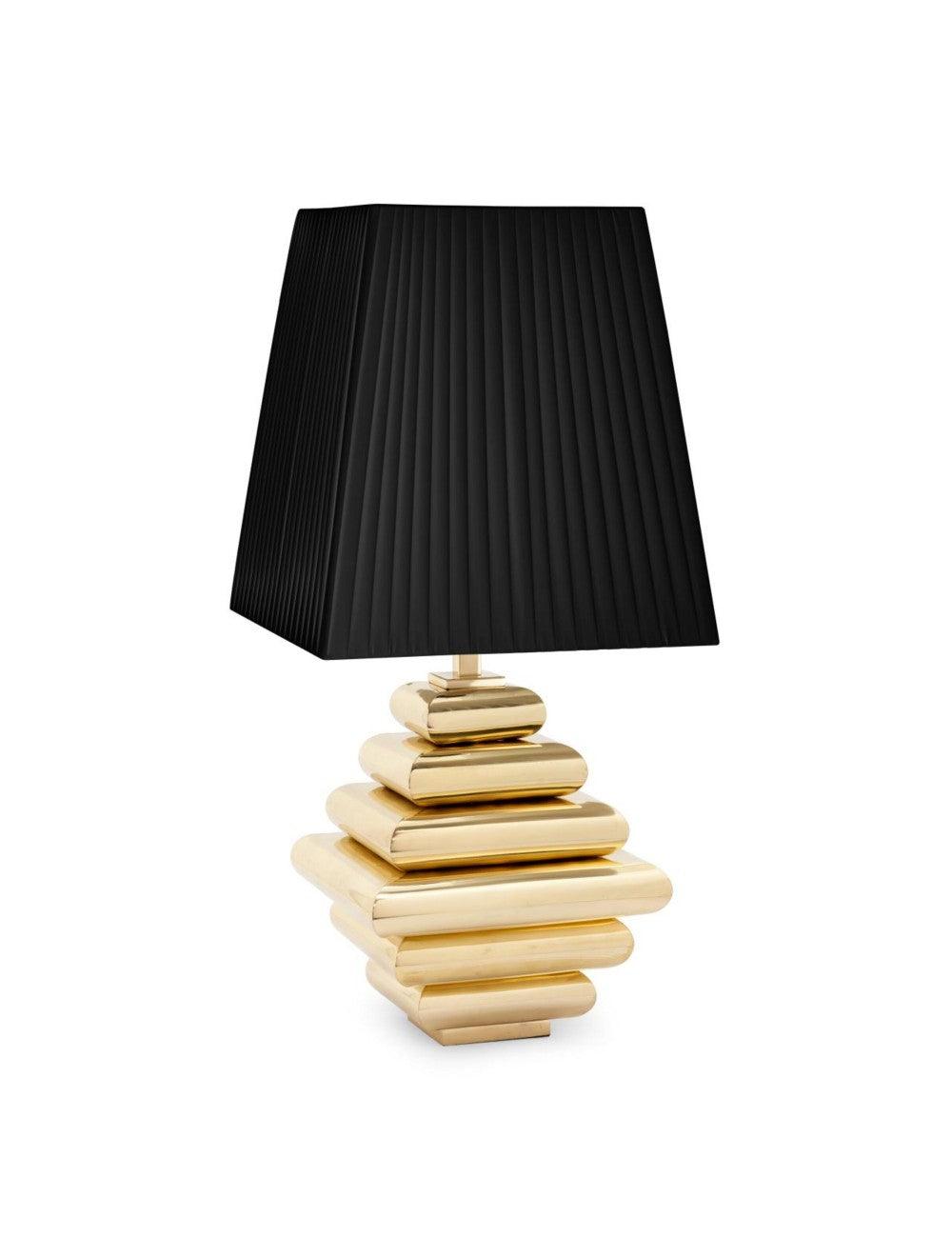 Abhika Tischlampe Dob Gold Schwarz | H 35 cm