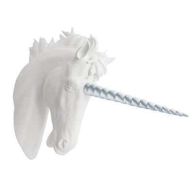 Abhika Wanddeko Skulptur Einhorn Kopf | Weiß&Silber