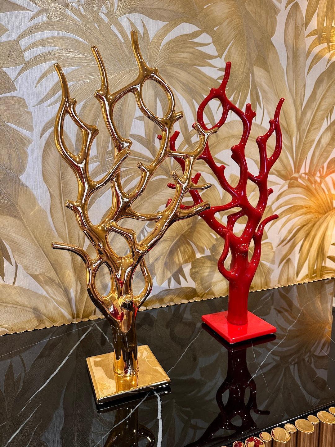 Bosa Skulptur Koralle mit Vase Baloo im Set | Glossy Fire Red