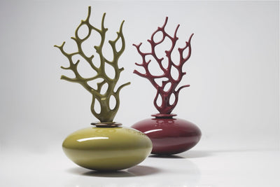 Bosa Skulptur Koralle mit Vase Baloo im Set | Glossy Fire Red