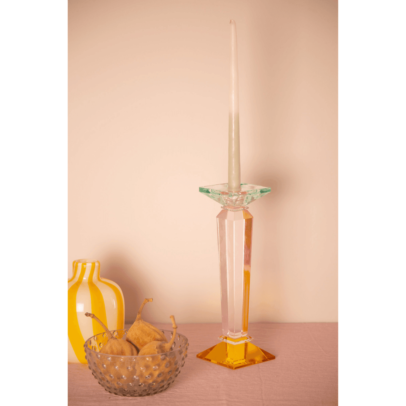 C´est Bon Kristall Kerzenständer Grün, Rosa & Pfirsich | H 30 cm