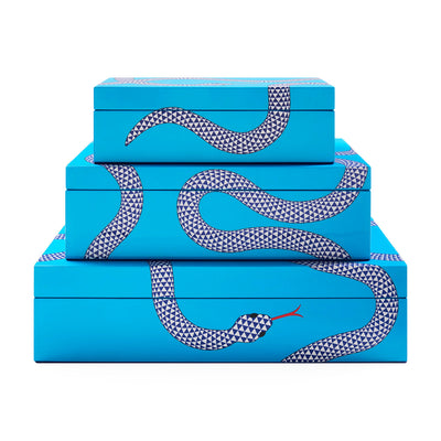 Jonathan Adler Eden Lacquer Aufbewahrungsbox mit Deckel Large | blau