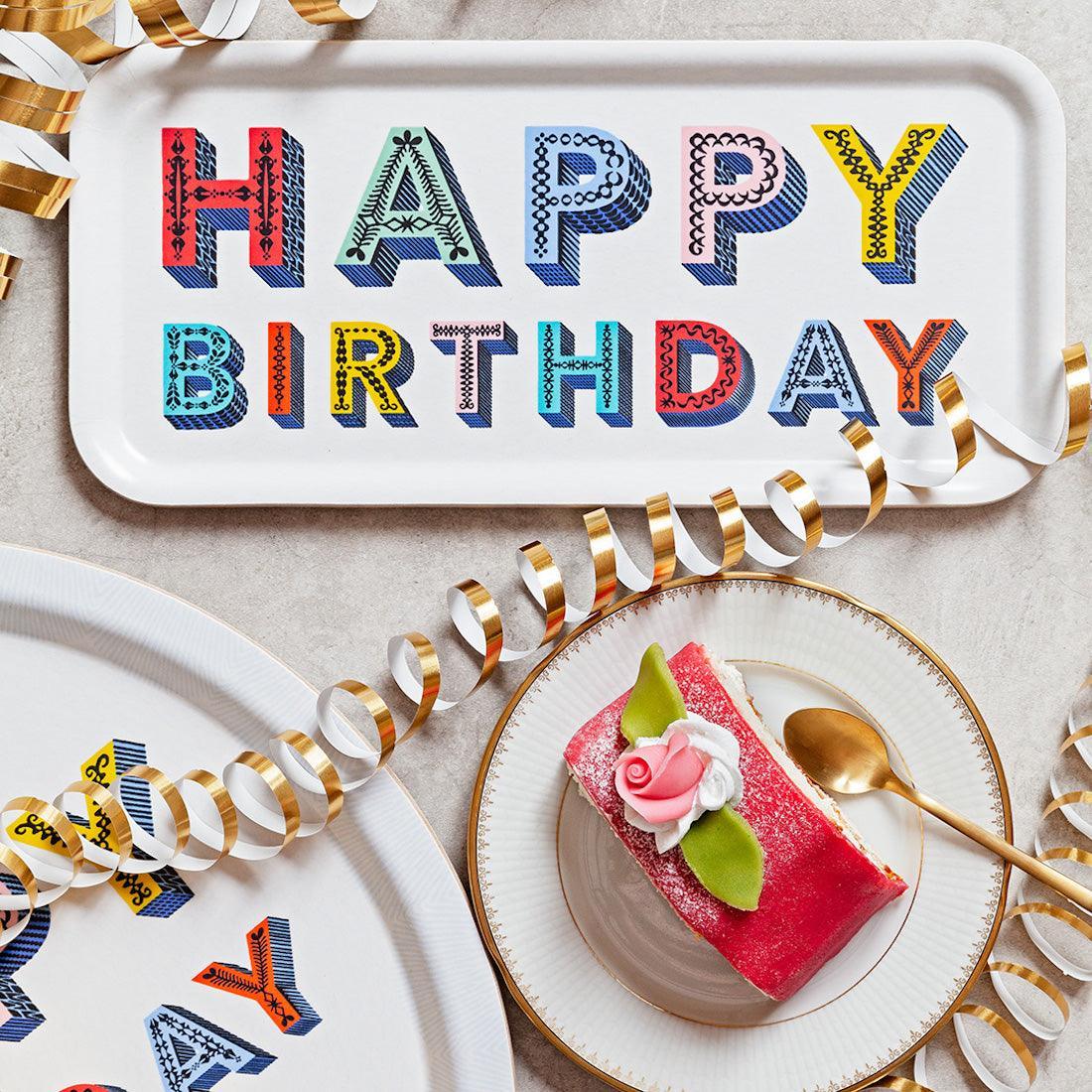 Jamida of Sweden - Tablett Happy Birthday Multicolor | 32x15 cm - Codeso Living