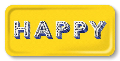 Jamida of Sweden Tablett HAPPY Gelb | 32x15 cm