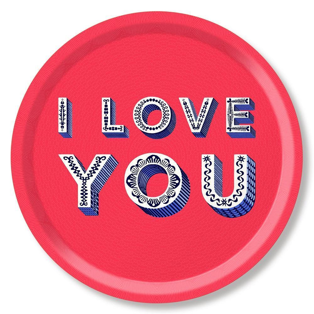 Jamida of Sweden Tablett I Love You Red | Ø 39 cm