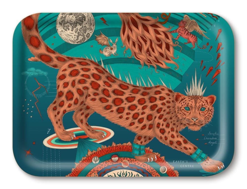 Jamida of Sweden Tablett Snow Leopard Teal | 27x20 cm