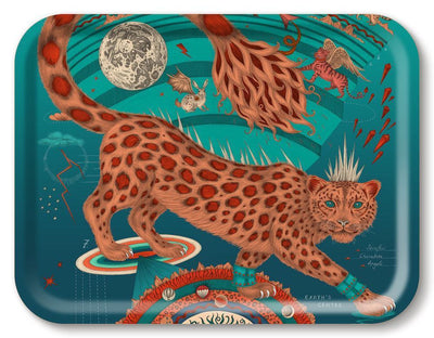 Jamida of Sweden Tablett Snow Leopard Teal | 43x33 cm