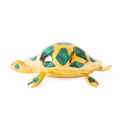 Jonathan Adler Ablageschale Brass Turtle Box mit echtem Malachit