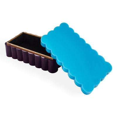 Jonathan Adler Acryl-Aufbewahrungsdose Fleur Large | Blau & Aubergine