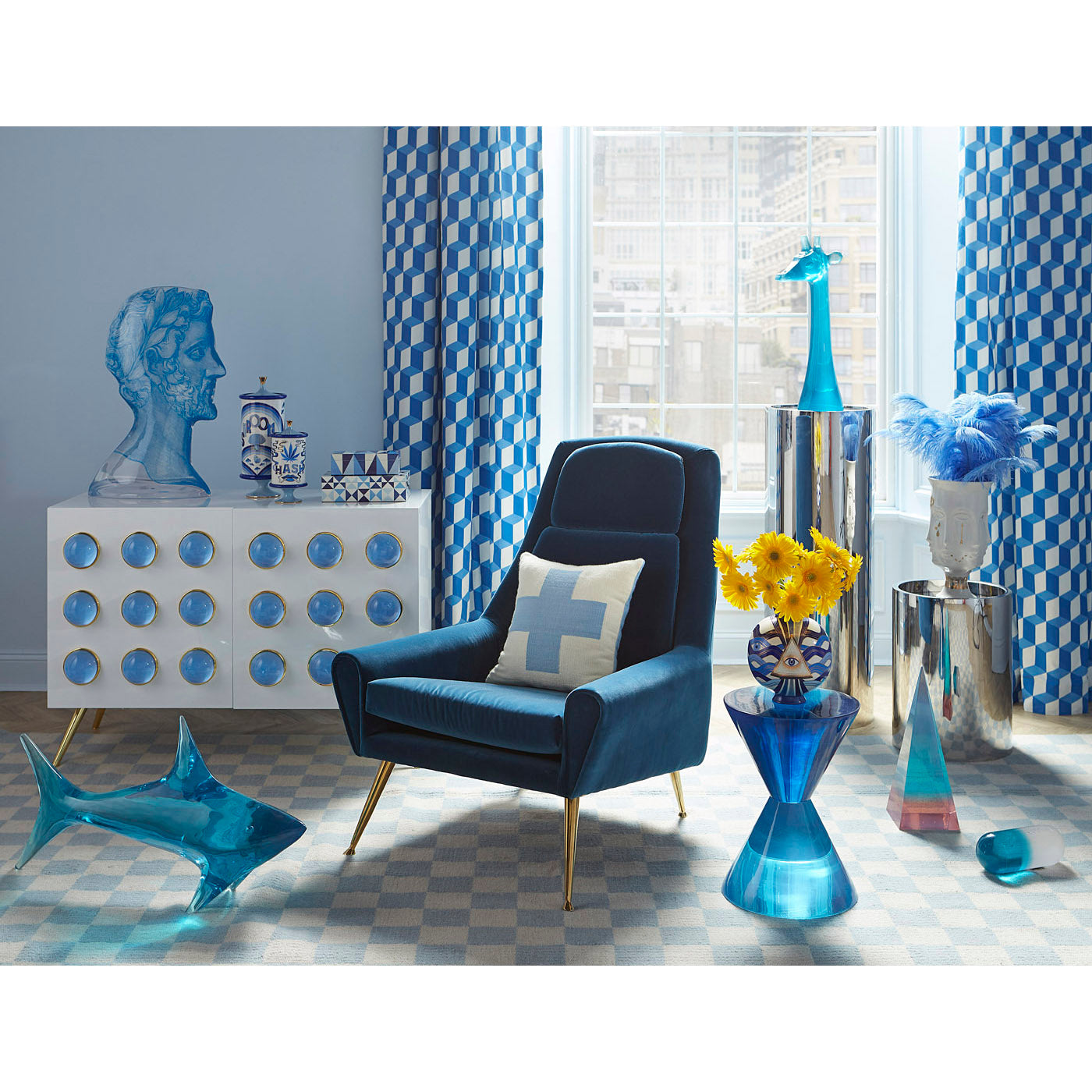 Jonathan Adler Acryl Skulptur Giant Shark Hai | Blau