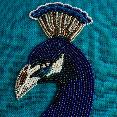 Jonathan Adler Beaded Kissen Peacock Pfau