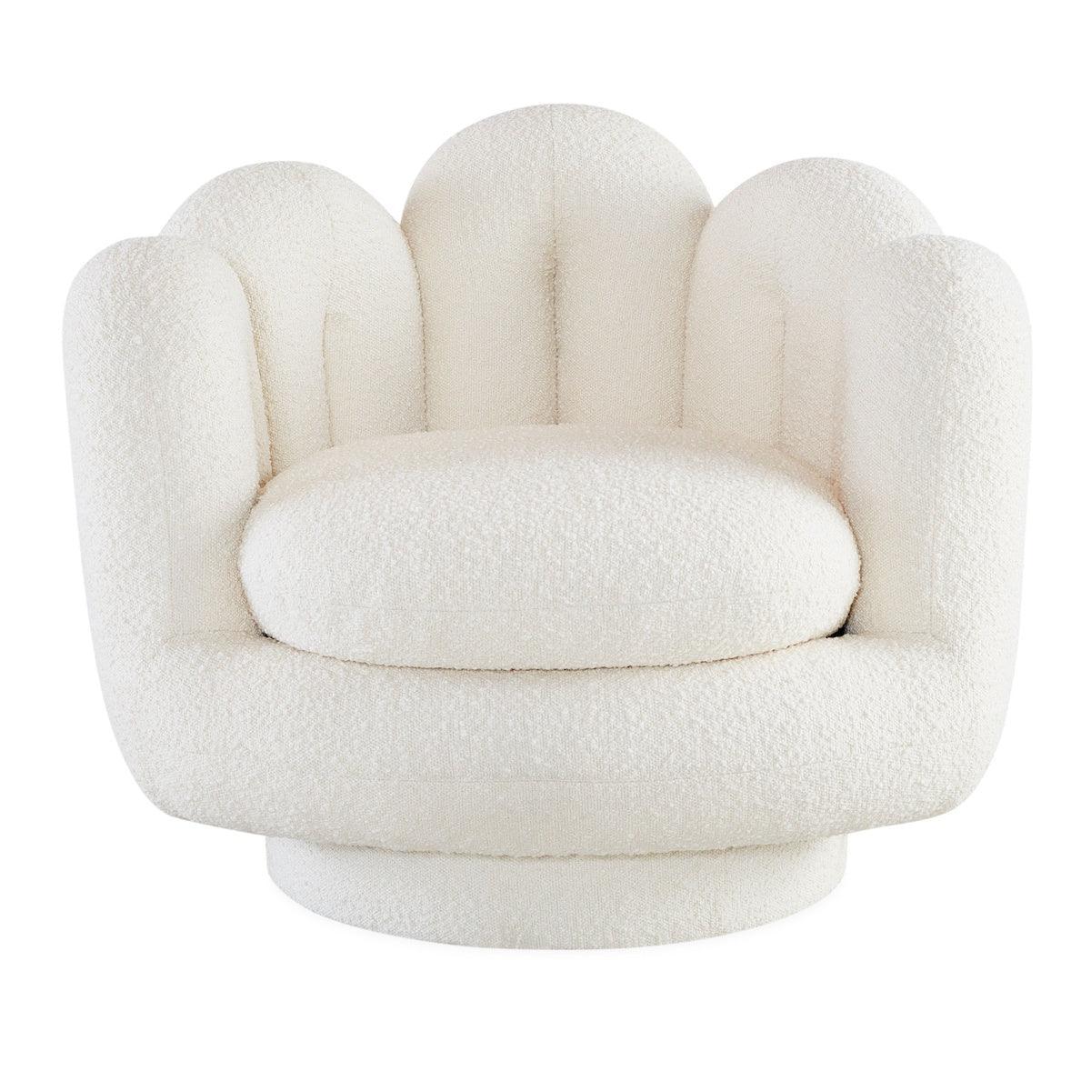 Jonathan Adler Bouclé Drehsessel Serpentine | Olympus Ivory