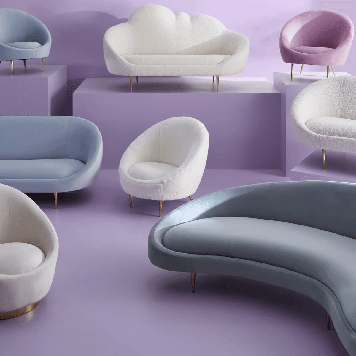 Jonathan Adler Bouclé-Sofa Ether Cloud | Olympus Oatmeal