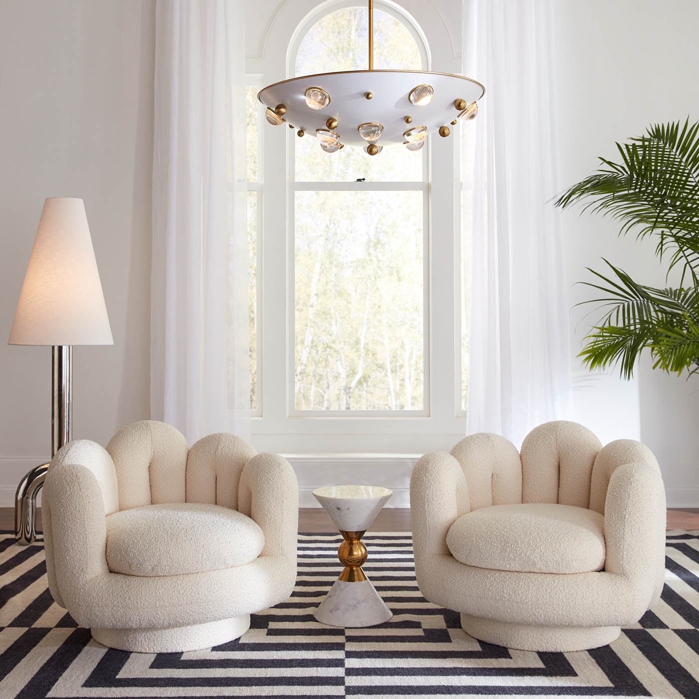 Jonathan Adler Deckenleuchte Globo Demilune Pendant | Weiß