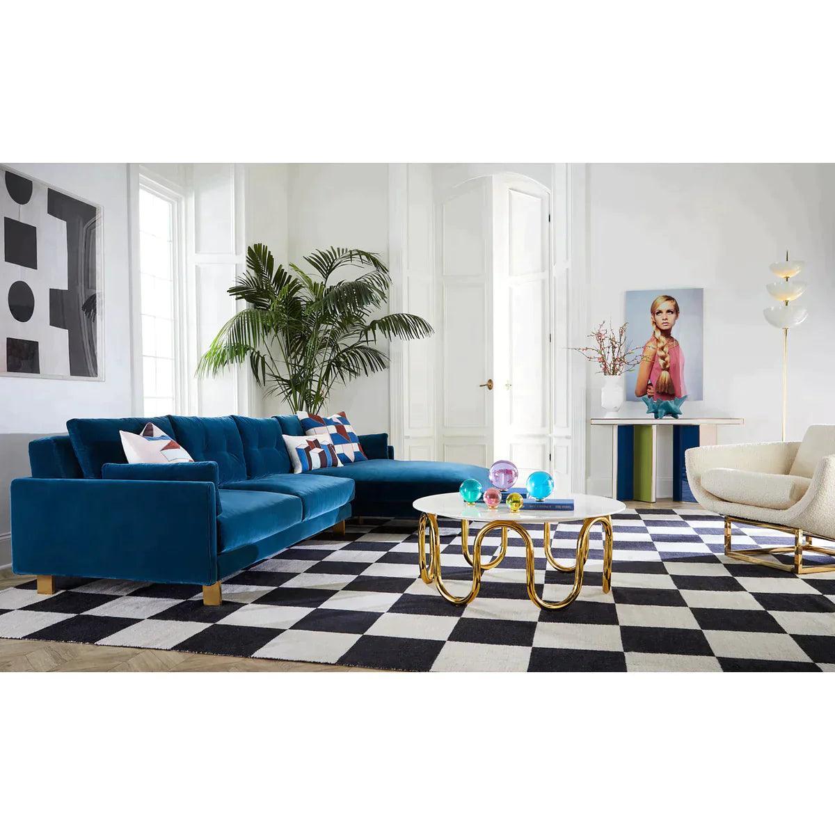 Jonathan Adler Ecksofa Malibu aus Samt | Varese Petrol