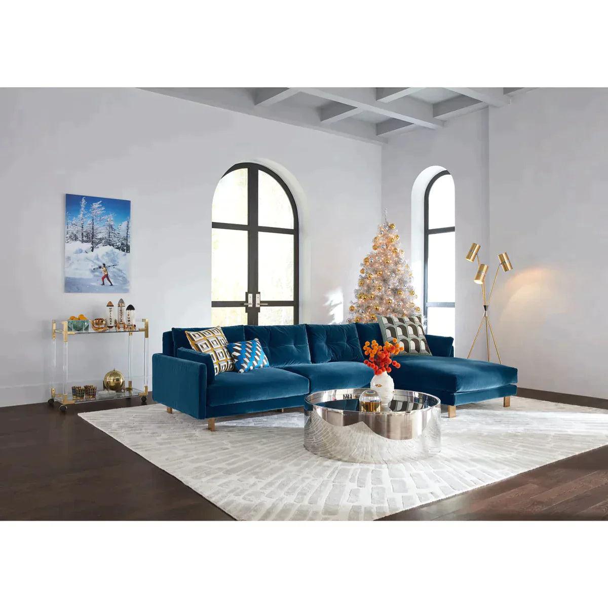 Jonathan Adler Ecksofa Malibu aus Samt | Varese Petrol