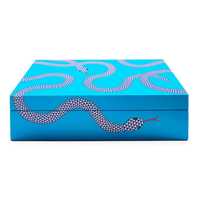 Jonathan Adler Eden Lacquer Aufbewahrungsbox mit Deckel Large | blau