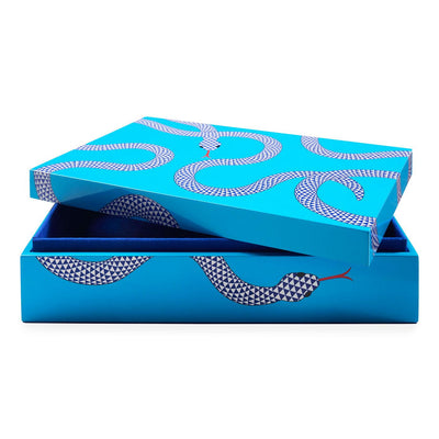 Jonathan Adler Eden Lacquer Aufbewahrungsbox mit Deckel Large | blau